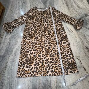 NWOT White Birch Women's Large Mini Dress Leopard Print 3/4 Flare Sleeves